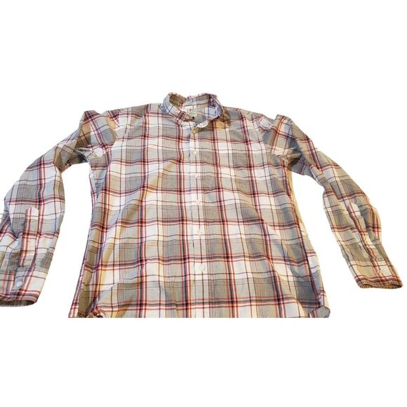 J. Crew Shirt‎ Mens Medium M Red Plaid Check Button Up Long Sleeve Preppy Casual - Picture 4 of 13